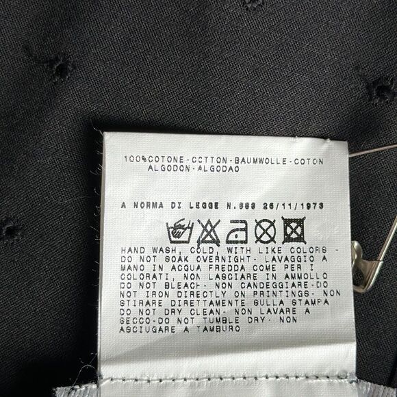 GF FERRE Vintage Printed Embroidered Black Button Up Shirt Eyelet Slim Fit M-L - Picture 13 of 14